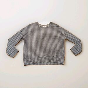 Sundry Sweater Top Womens 2 Medium Gray Houndstooth Check Pullover Soft